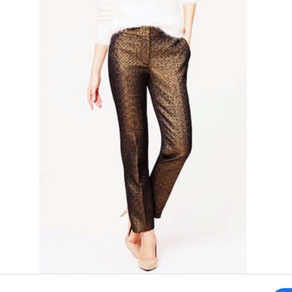 ANN TAYLOR LOFT MARISSA JACQUARD GOLD BLAC…